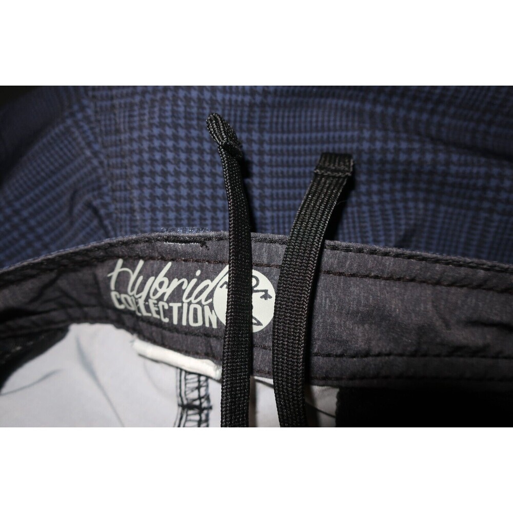 Da Hui Board Shorts Black Blue Plaid Houndstooth Hawaiian Surf Swim Trunks 38 - Picture 8 of 8